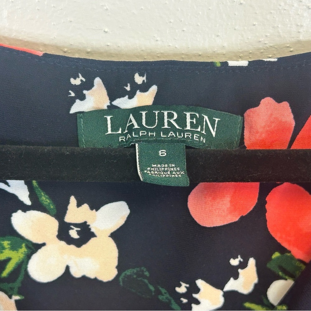 Lauren Ralph Lauren Floral Midi Dress Size 6 Wedding Guest Party Event V-neck - Picture 6 of 11